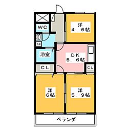 後藤ハイツ 3DKの間取図画像