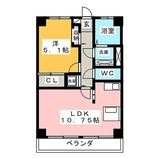 ＳＵＮ　ＴＥＲＲＡＣＥ　ＨＩＲＯ ｜岐阜県岐阜市下奈良２丁目(賃貸マンション1LDK・3階・39.00㎡)の写真 その2