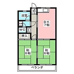 恵ハイツ南 2DKの間取図画像