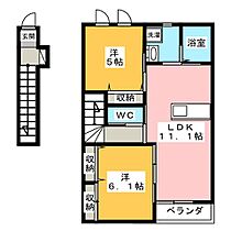 Anri  ｜ 岐阜県岐阜市東鶉４丁目（賃貸アパート2LDK・2階・43.61㎡） その2