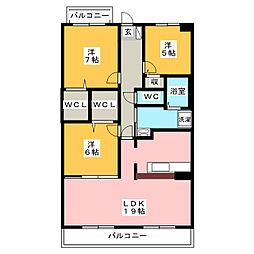 ハイツ南 5階3LDKの間取り