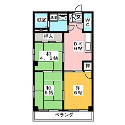 アネックスヤブタ 6階3DKの間取り