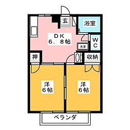 コーポ日比野  Ｅ棟 1階2DKの間取り