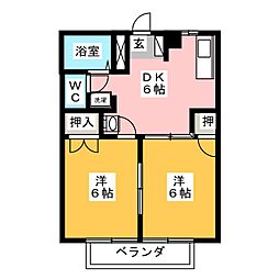 コーポ日比野D 2DKの間取図画像