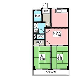 ハインスハイムII 3階1LDKの間取り