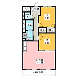 ハイツ南 2LDKの間取図画像