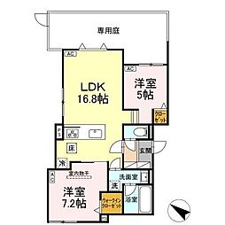 Euzak Residence Gifu West 1階2LDKの間取り