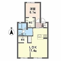 エスタシオンB 1LDKの間取図画像
