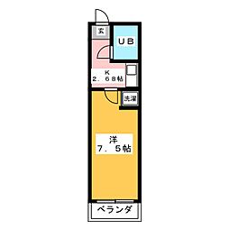 第2岐阜県ビル 8階1Kの間取り