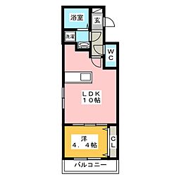 Ｍａｒｃｈｅ・マルシェII 2階1LDKの間取り
