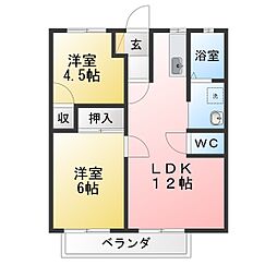ドリームフォレストヤブタA 2LDKの間取図画像
