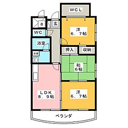 クリスタルパレス 3LDKの間取図画像