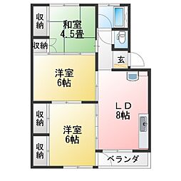 朝霧ビル 3DKの間取図画像