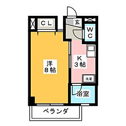 KENSINGTON 1Kの間取図画像