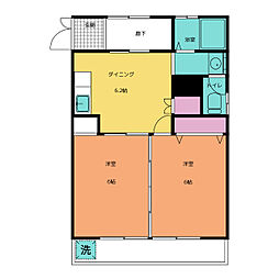 藤栄ビル 2LDKの間取図画像