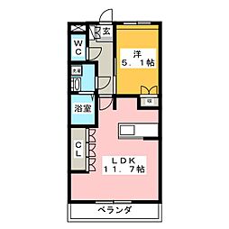 サザンクロス 1LDKの間取図画像