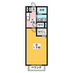 リベルテ月曜館 1Kの間取図画像