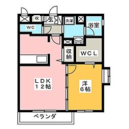 サフィール2 1LDKの間取図画像