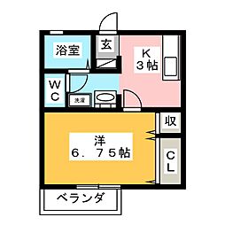 フォンターナ 1Kの間取図画像