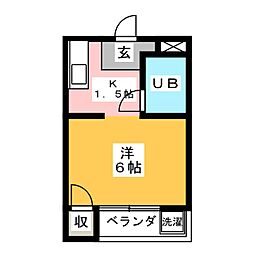 アシスト第3岐阜マンション 1Kの間取図画像