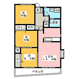 ルミエール茜部 3LDKの間取図画像