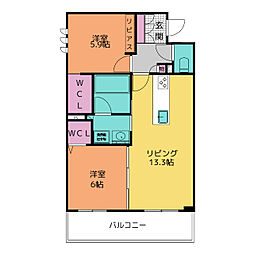 シャーメゾンステージ茜部本郷 2LDKの間取図画像