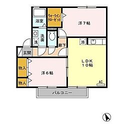 ベルセーヌ 2LDKの間取図画像