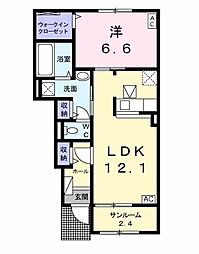 ベルファミーユ1 1LDKの間取図画像