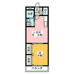 プリンセスガーデン 1LDKの間取図画像