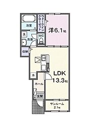 フェリーチェ 1LDKの間取図画像