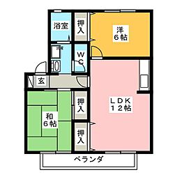 ルミエール六条C 2LDKの間取図画像