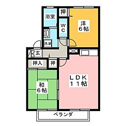 エスポワールシェモアB 2LDKの間取図画像