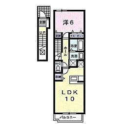 フローラ北館B 1LDKの間取図画像