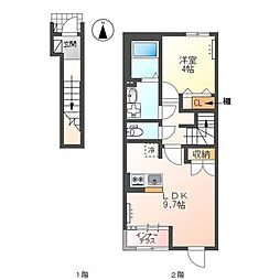 岐阜市中鶉5丁目マンション 1LDKの間取図画像