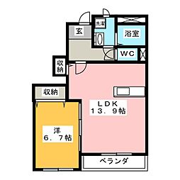 ベストハイツ 1LDKの間取図画像