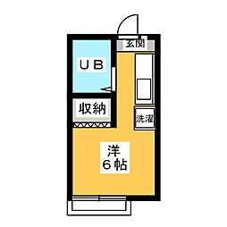 グローブ2 ワンルームの間取図画像