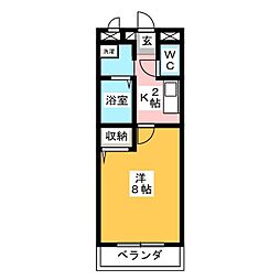 六条サン・アルティア 1Kの間取図画像
