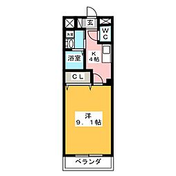 ノースガーデンA 1Kの間取図画像
