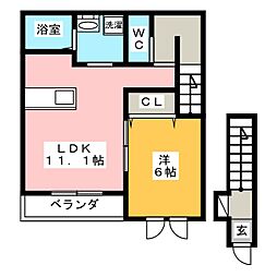 ボンヌール 1LDKの間取図画像