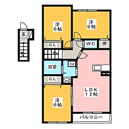 マーヴェラスヴィラD 3LDKの間取図画像