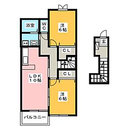 サンソレーユ 2LDKの間取図画像
