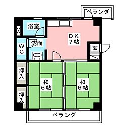 コーポ大島 2DKの間取図画像