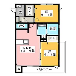 Oazoy 2LDKの間取図画像