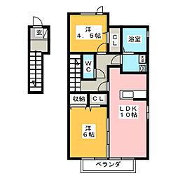 ルーエ岐南 2LDKの間取図画像