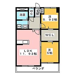 コーポ金池2 2LDKの間取図画像