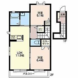 ClementHeim1 2LDKの間取図画像