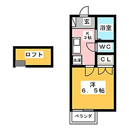パルテネールヒロ 1Kの間取図画像