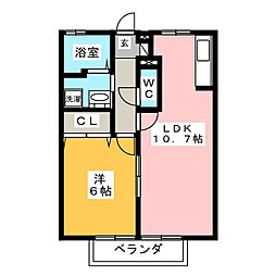 ロシェリドゥ 1LDKの間取図画像