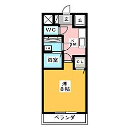 山清ビル 1Kの間取図画像
