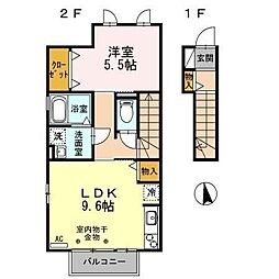 カーサスガ 1LDKの間取図画像
